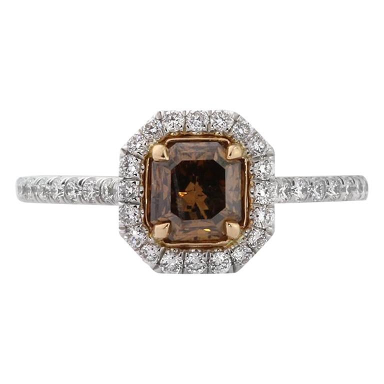 Mark Broumand 1.66 Carat Fancy Brown Radiant Cut Diamond Engagement Ring