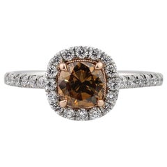 Mark Broumand 1,67 Karat Fancy Yellow Brown Cushion Cut Diamant Verlobungsring