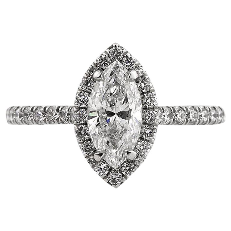 Mark Broumand 1.67 Carat Marquise Cut Diamond Engagement Ring For Sale