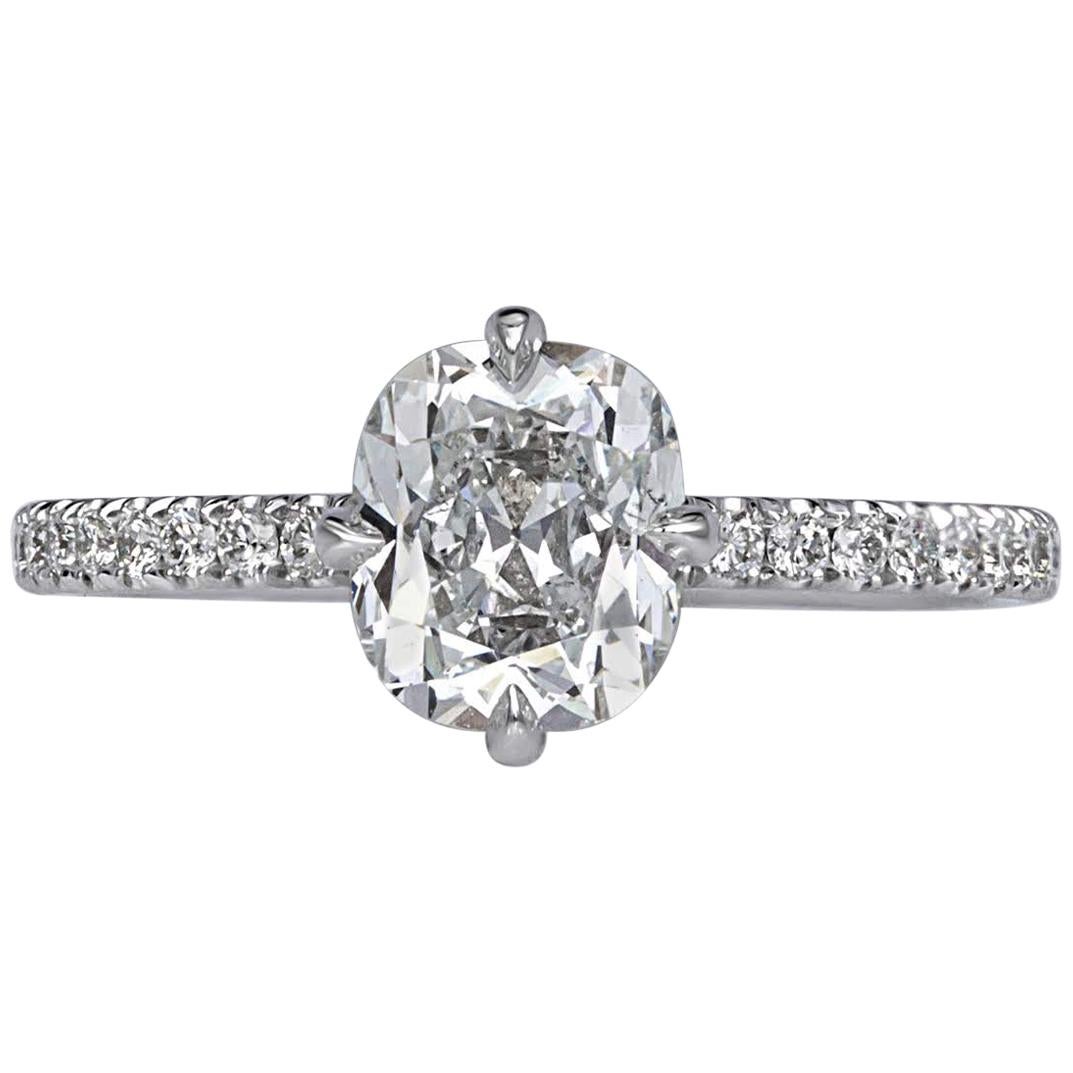 Mark Broumand 1.70 Carat Old Mine Cut Diamond Engagement Ring For Sale