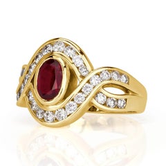 Mark Broumand Anillo vintage de rubíes y diamantes de 1,72 quilates