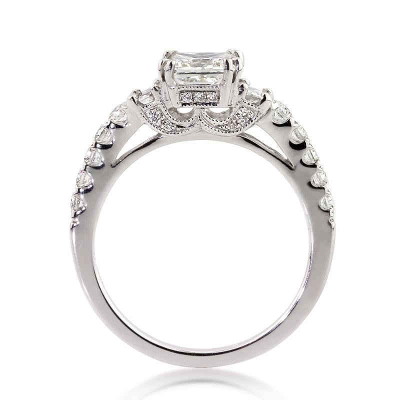 Women's or Men's Mark Broumand 1.73 Carat Princess Cut Diamond Engagement Ring For Sale