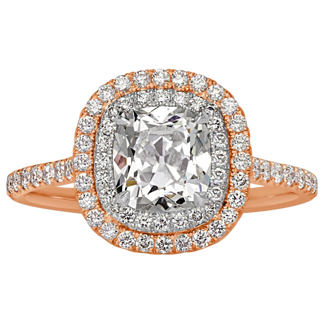 Mark Broumand 1.76 Carat Old Mine Cut Diamond Engagement Ring For Sale