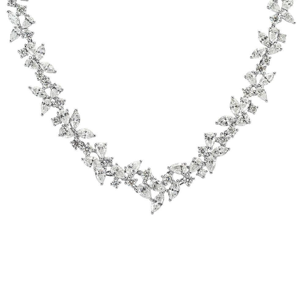 Marquise Cut Mark Broumand 17.75 Carat Fancy Cluster Diamond Necklace in 18 Karat White Gold