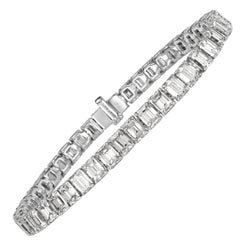 Mark Broumand Bracelet tennis en or 18 carats avec diamants taille émeraude de 17,79 carats