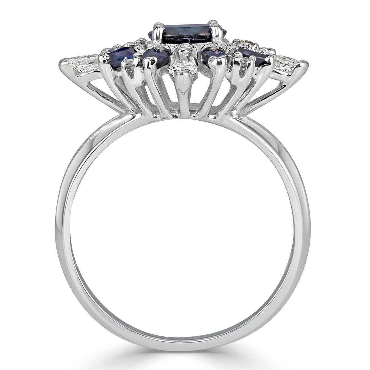 Mark Broumand 1.82 Carat Round Cut Sapphire and Diamond Estate Ring In New Condition For Sale In Los Angeles, CA