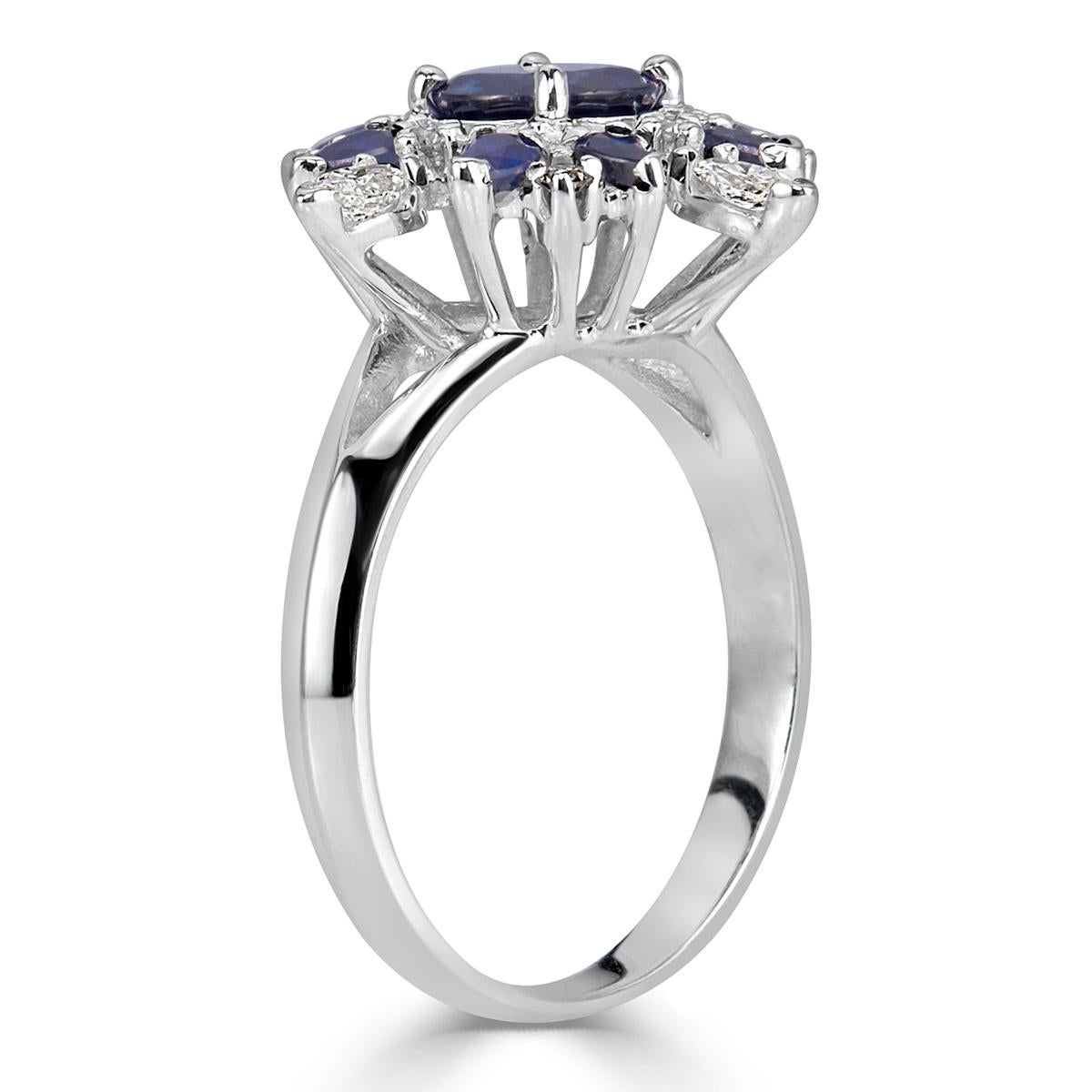 Women's or Men's Mark Broumand 1.82 Carat Round Cut Sapphire and Diamond Estate Ring For Sale
