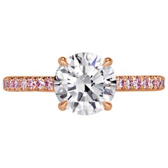 Mark Broumand, bague de fiançailles en diamants taille brillant rond de 1,84 carat