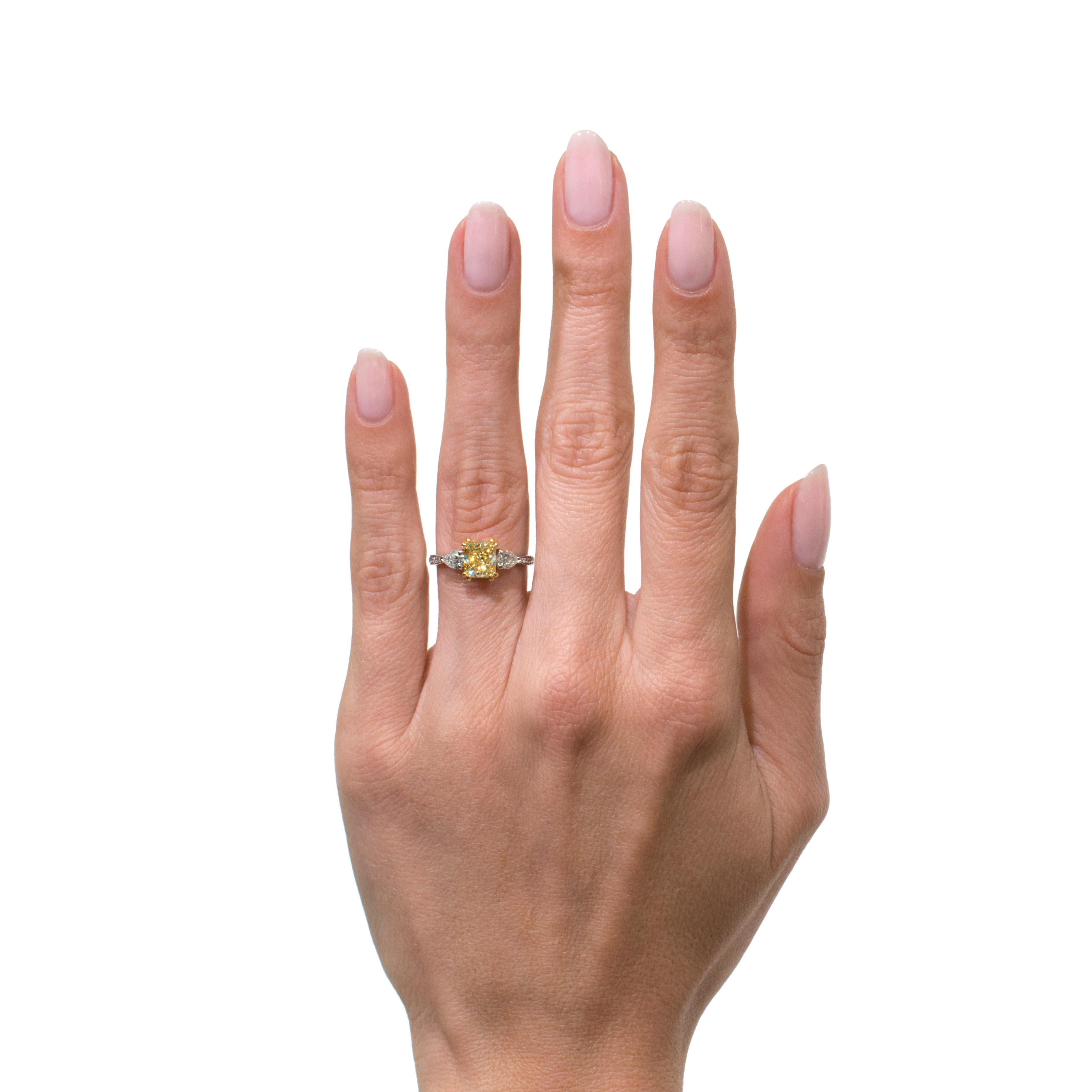 Mark Broumand 1.85 Carat Fancy Light Yellow Radiant Cut Diamond Engagement Ring 1