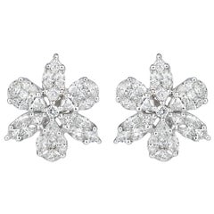 Mark Broumand 1.85 Carat Floral Cluster Diamond Earrings