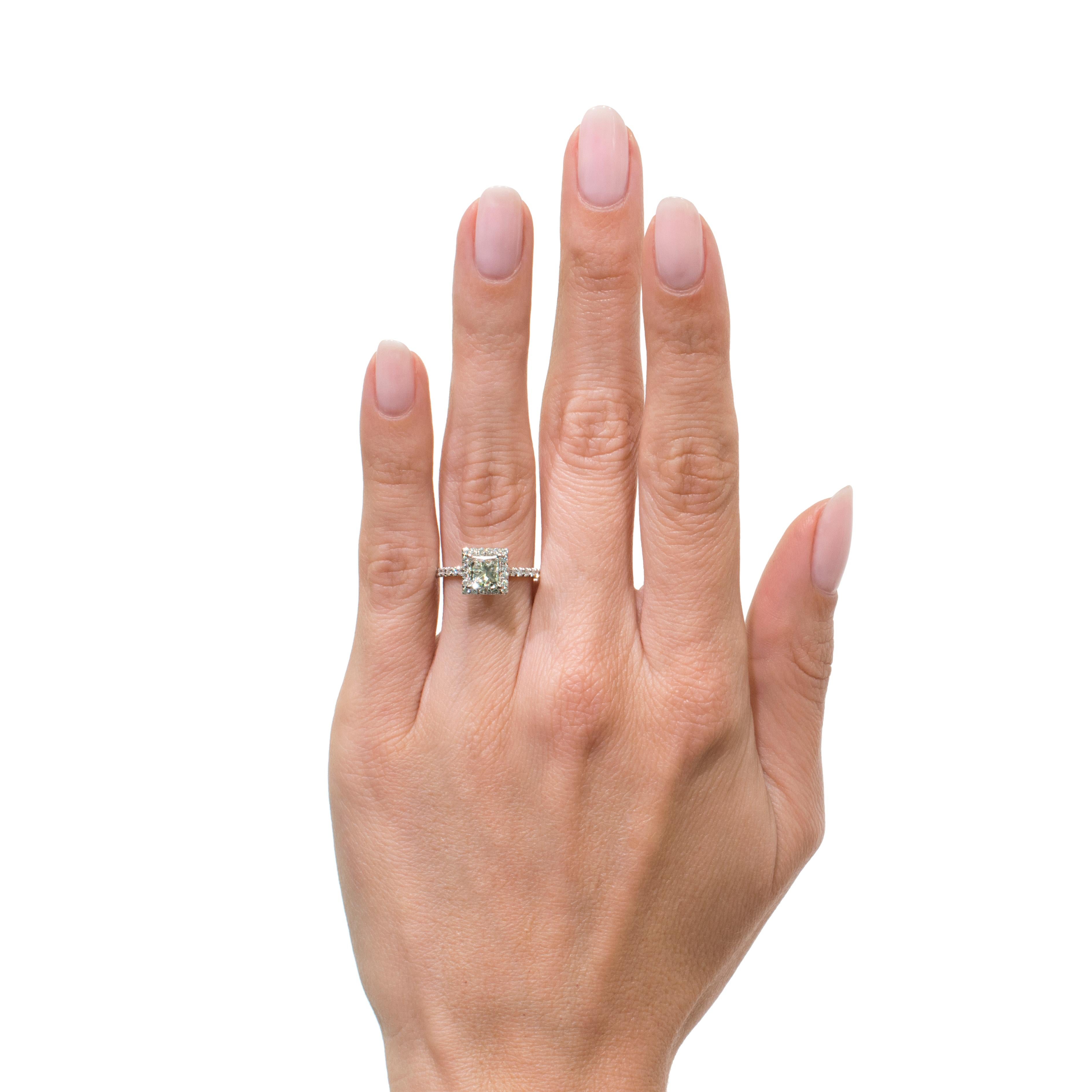 Mark Broumand 1.85 Carat Princess Cut Diamond Engagement Ring For Sale 2