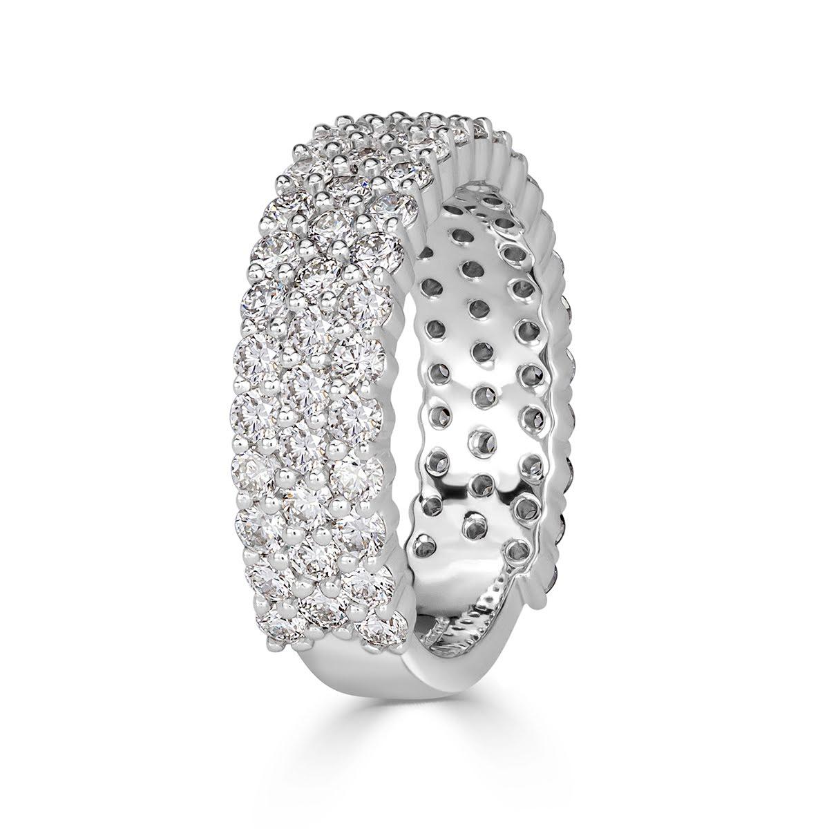 Mark Broumand 1.85 Carat Round Brilliant Cut Diamond Wedding Band in 18k White G In New Condition For Sale In Los Angeles, CA