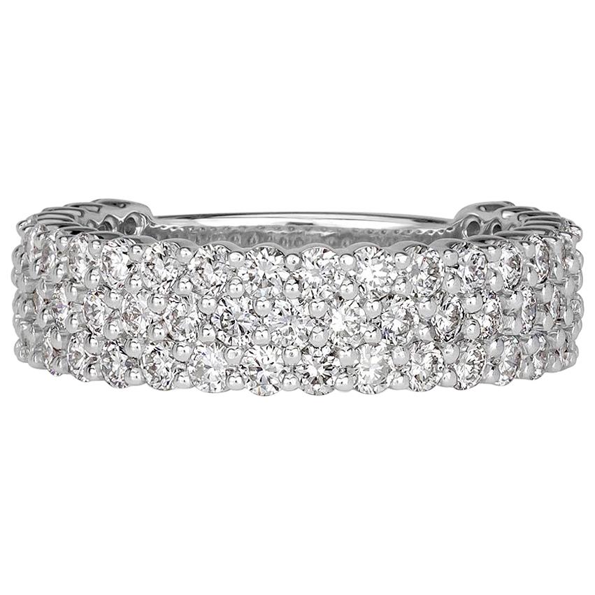 Mark Broumand Alianza de boda con diamante talla brillante redondo de 1,85 quilates en oro blanco de 18 quilates en venta