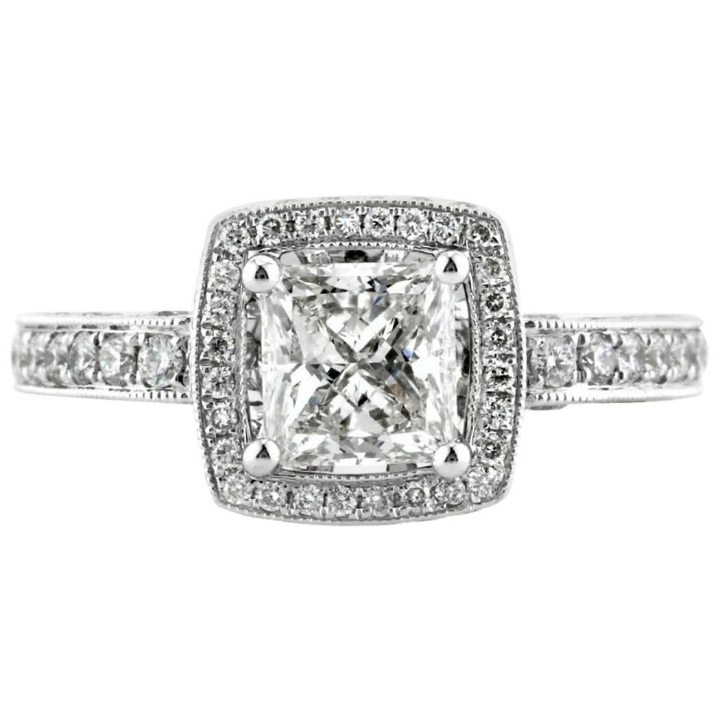 Mark Broumand Anillo de compromiso de diamantes talla princesa de 1,86 quilates en venta