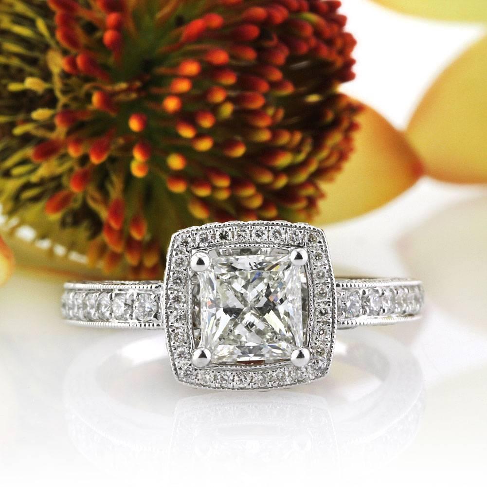 Women's or Men's Mark Broumand 1.86 Carat Princess Cut Diamond Engagement Ring For Sale