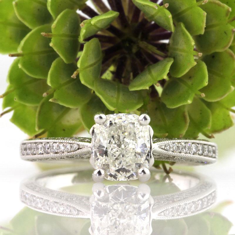 Women's or Men's Mark Broumand 1.87 Carat Cushion Cut Diamond Engagement Ring For Sale