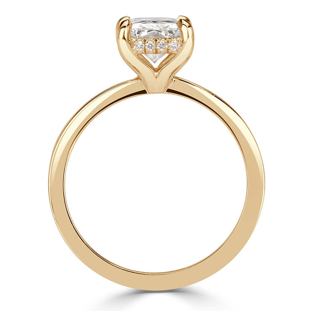 Women's or Men's Mark Broumand 1.89 Carat Radiant Cut Diamond Engagement Ring
