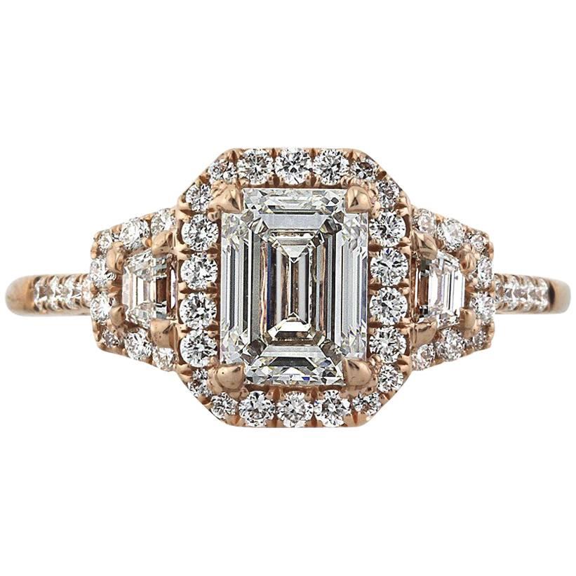 Mark Broumand Anillo de compromiso de diamantes talla esmeralda de 1,90 quilates