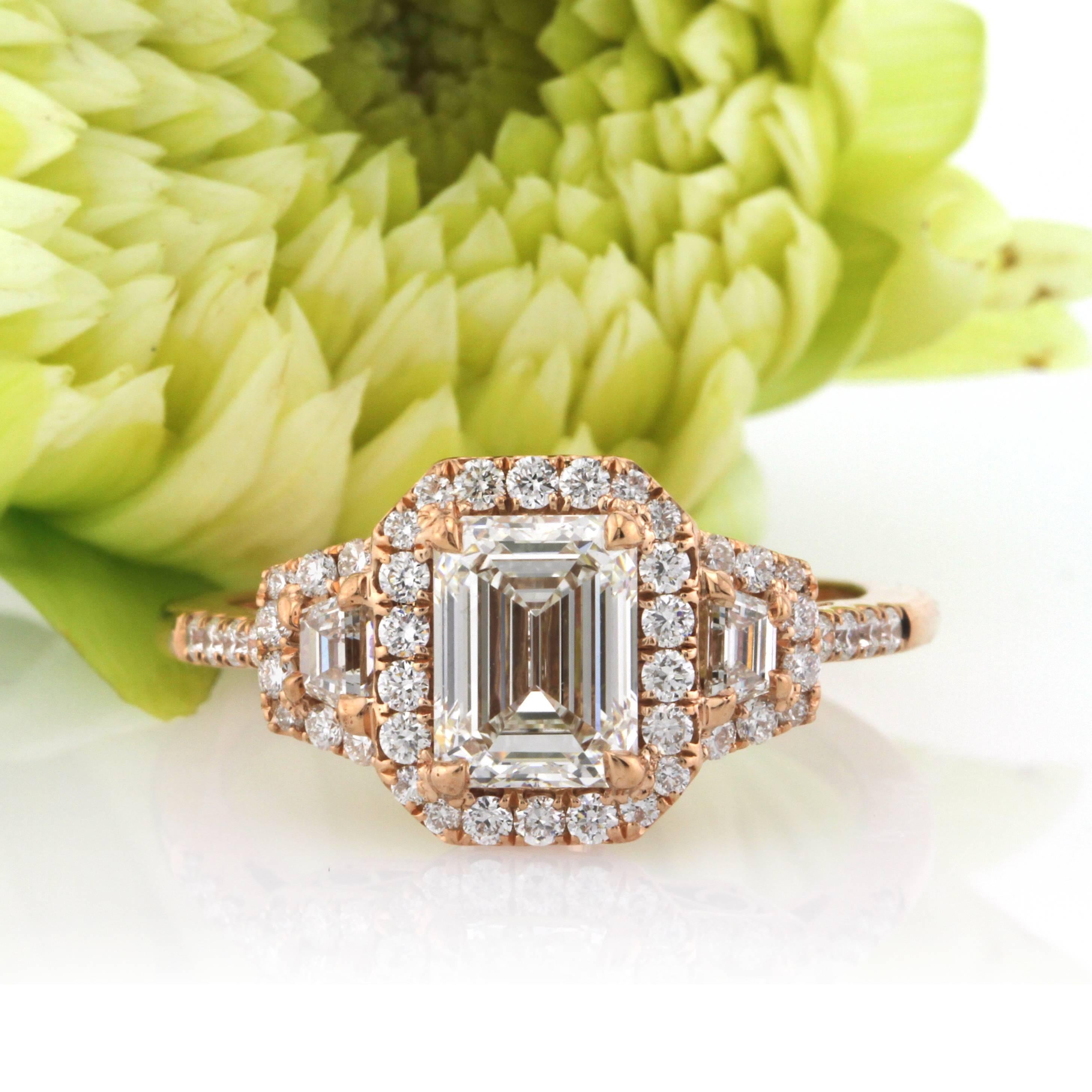 Women's or Men's Mark Broumand 1.90 Carat Emerald Cut Diamond Engagement Ring For Sale