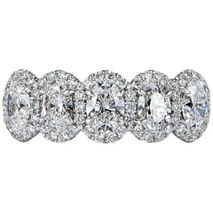 Mark Broumand 1.96 Carat Oval Cut Diamond Five-Stone Ring in 18 Karat White Gold