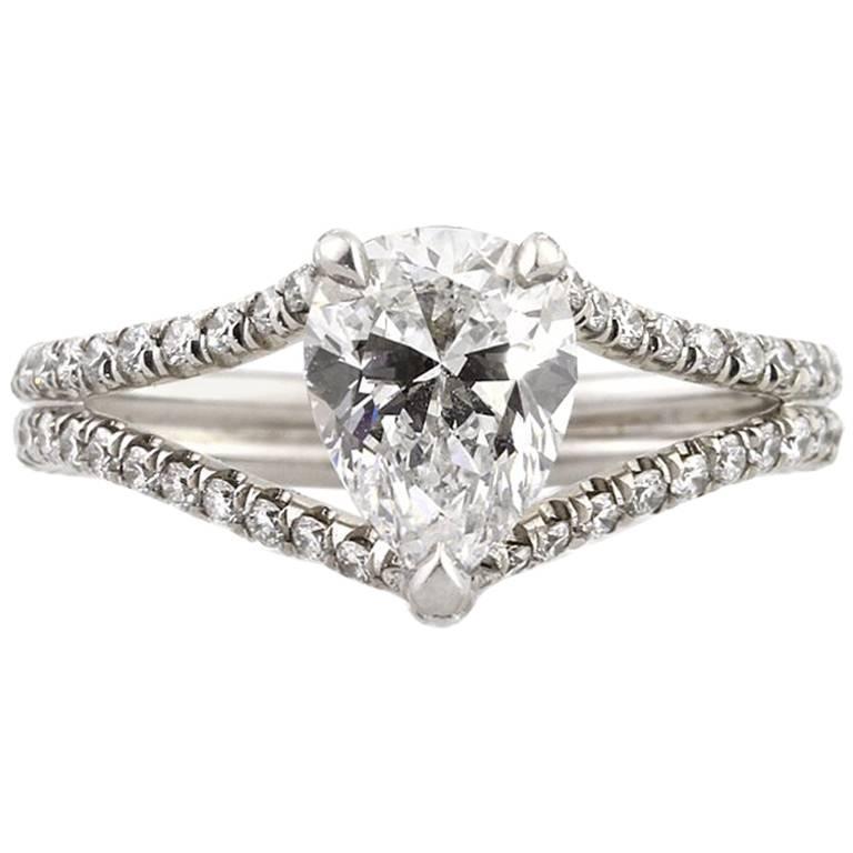 Mark Broumand 1.98 Carat Pear Shaped Diamond Engagement Ring