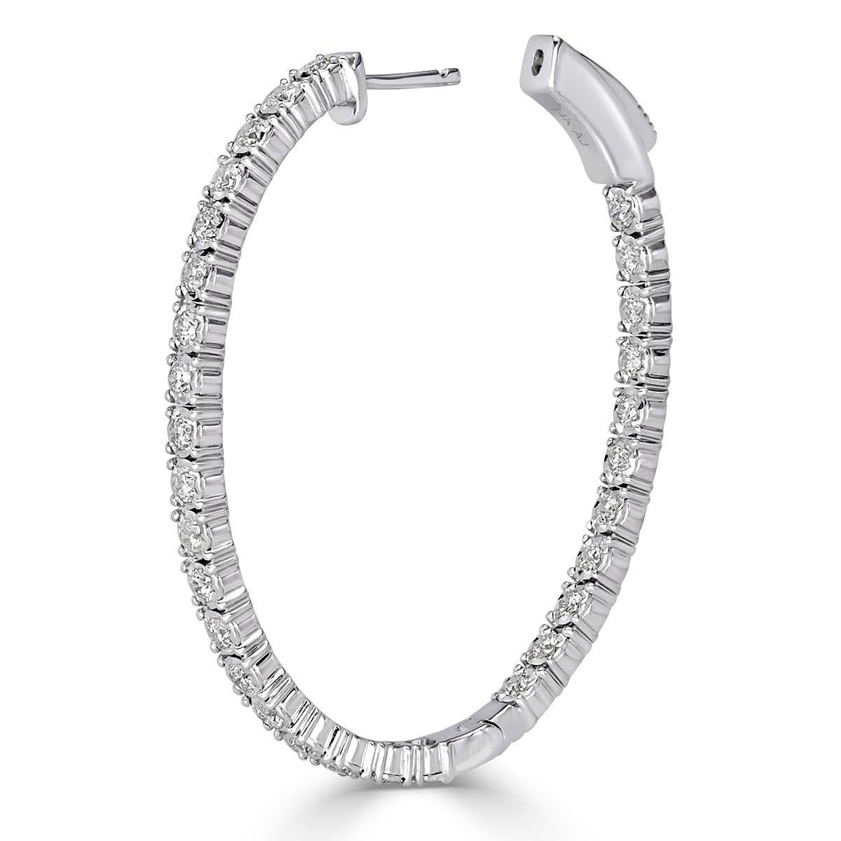 Mark Broumand 1.98 Carat Round Brilliant Cut Diamond Hoop Earrings In New Condition In Los Angeles, CA