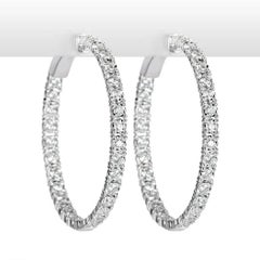 Mark Broumand Orecchini a cerchio con diamanti rotondi taglio brillante da 2,00ct in oro bianco 14k