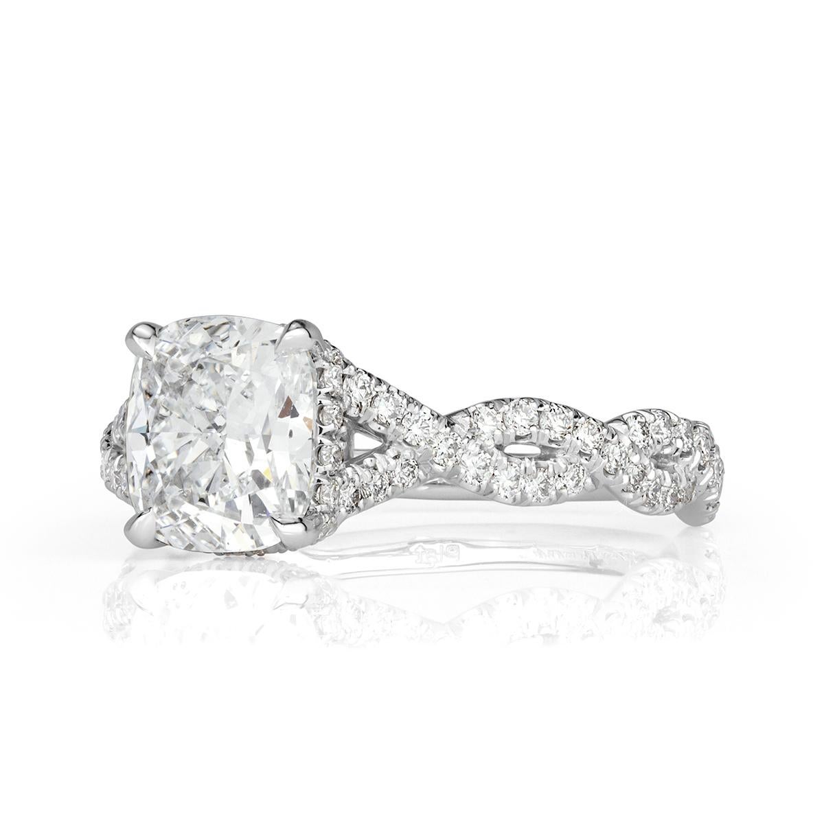 Women's or Men's Mark Broumand 2.01 Carat Cushion Cut Diamond Engagement Ring