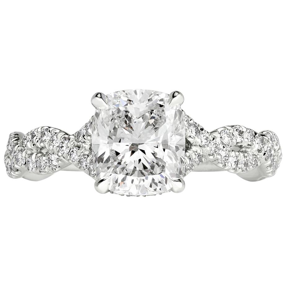 Mark Broumand 2.01 Carat Cushion Cut Diamond Engagement Ring