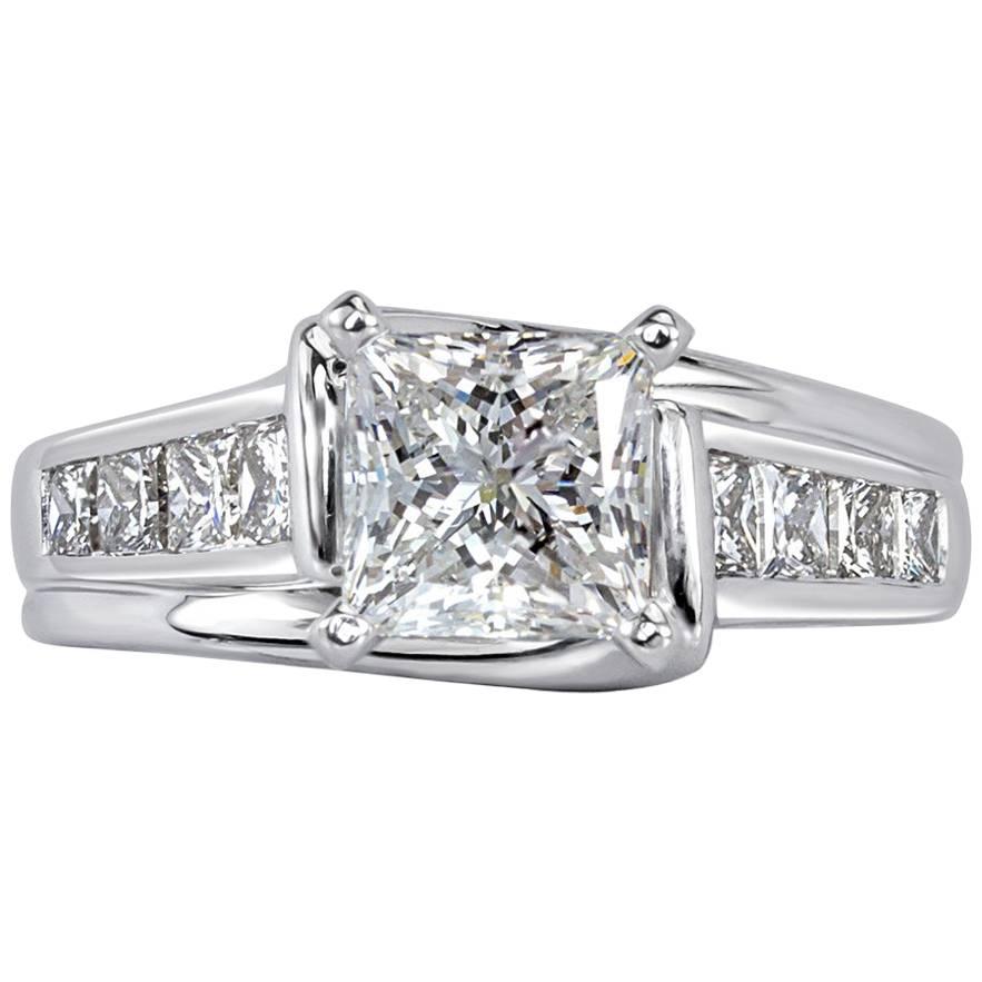 Mark Broumand 2.01 Carat Princess Cut Diamond Engagement Ring