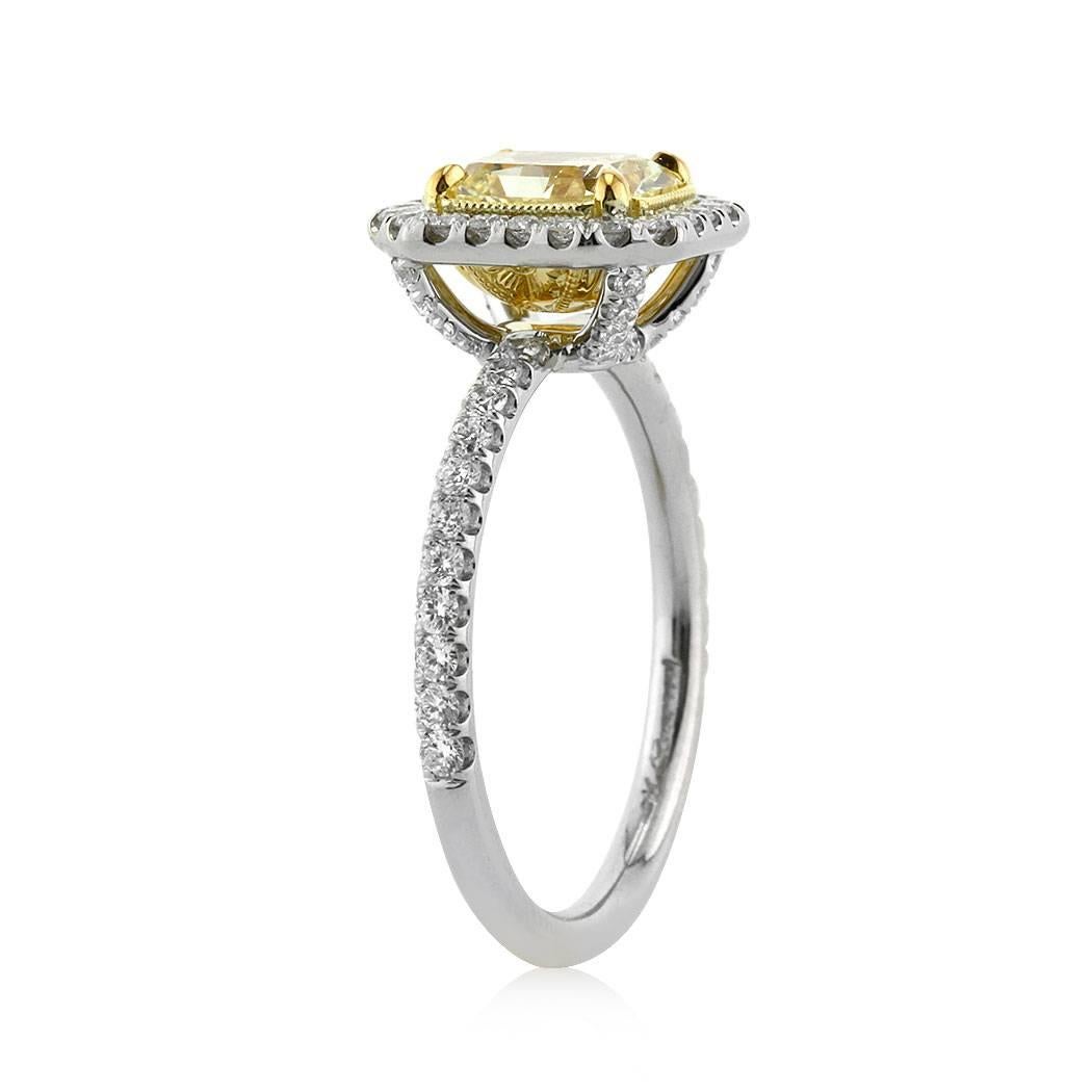 Modern Mark Broumand 2.01 Carat Fancy Intense Radiant Cut Diamond Engagement Ring