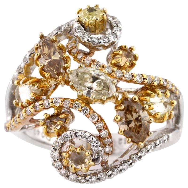 Mark Broumand 1.70 Carat Marquise and Round Brilliant Cut Diamond Ring ...