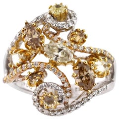 Mark Broumand, bague en diamant marquise taille poire et ronde de 2,02 carats de couleur fantaisie