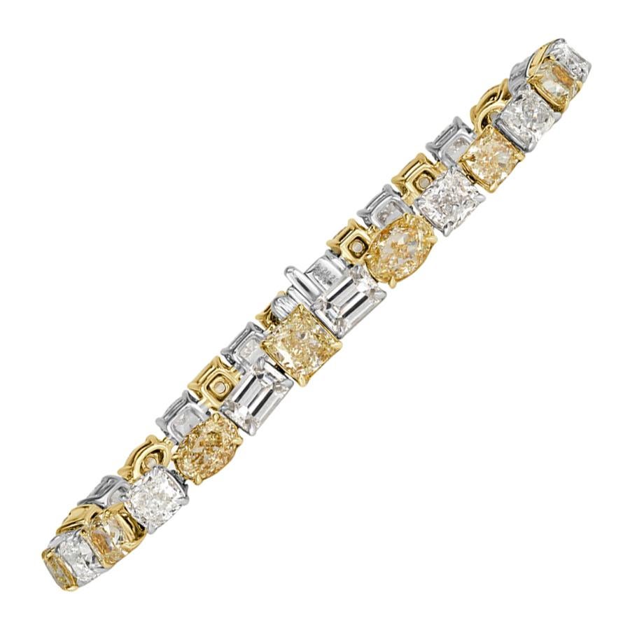 Mark Broumand 20.23 Carat Fancy Yellow and White Diamond Bracelet For Sale