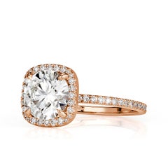 Mark Broumand Anillo de compromiso de diamante redondo talla brillante de 2.03 quilates