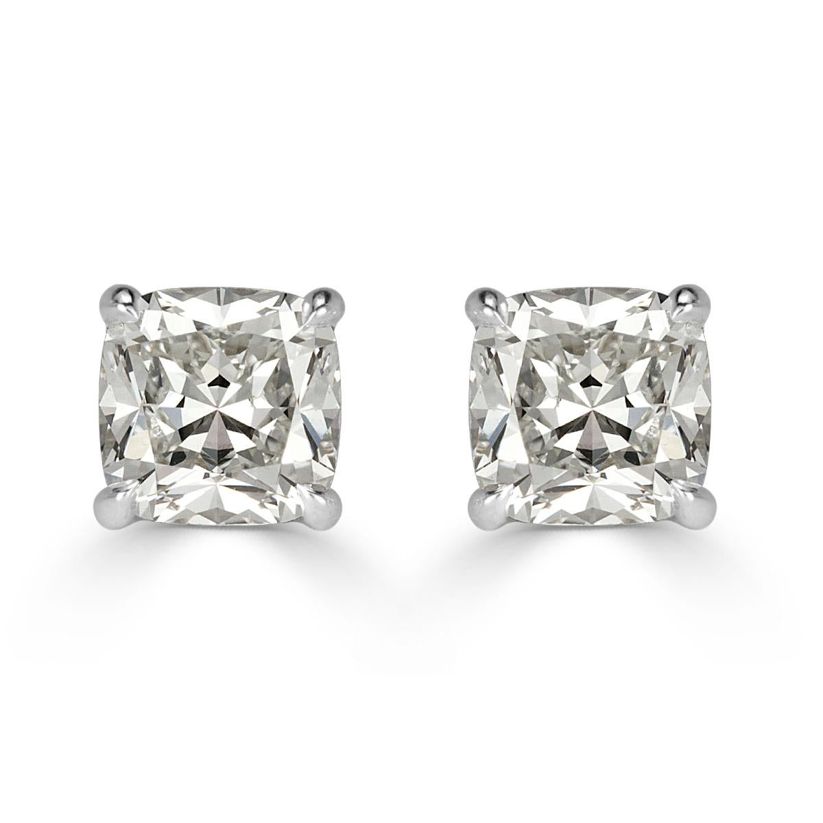 Mark Broumand 2.04 Carat Old Mine Cut Diamond Stud Earrings In New Condition In Los Angeles, CA