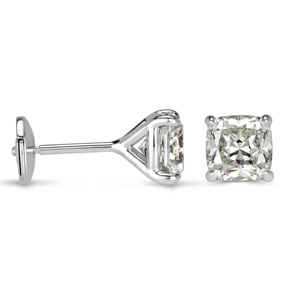 Women's or Men's Mark Broumand 2.04 Carat Old Mine Cut Diamond Stud Earrings