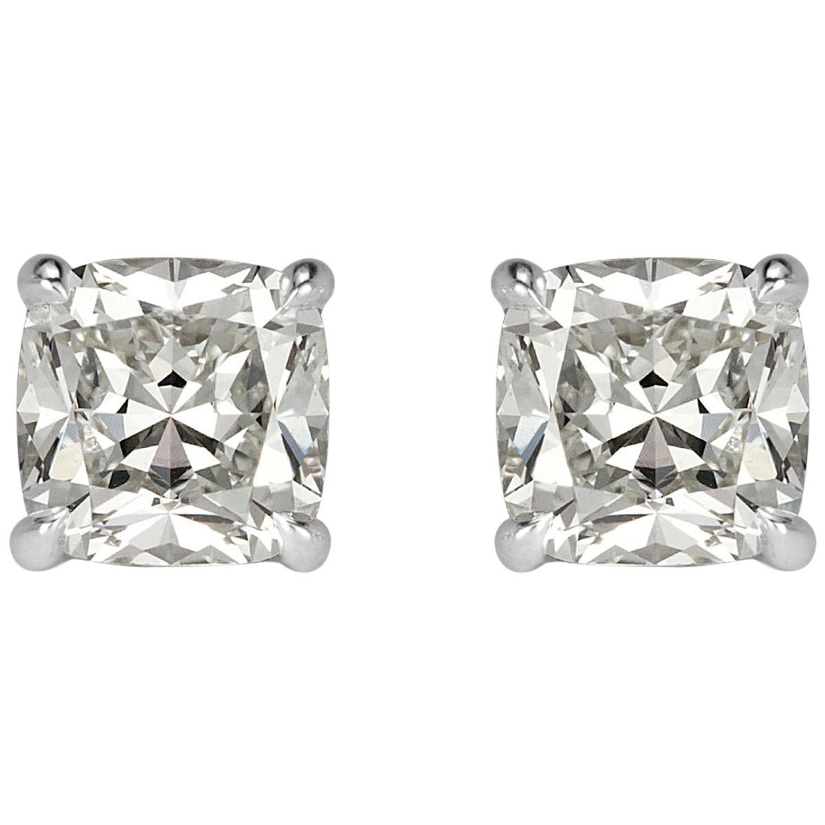 Mark Broumand 2.04 Carat Old Mine Cut Diamond Stud Earrings