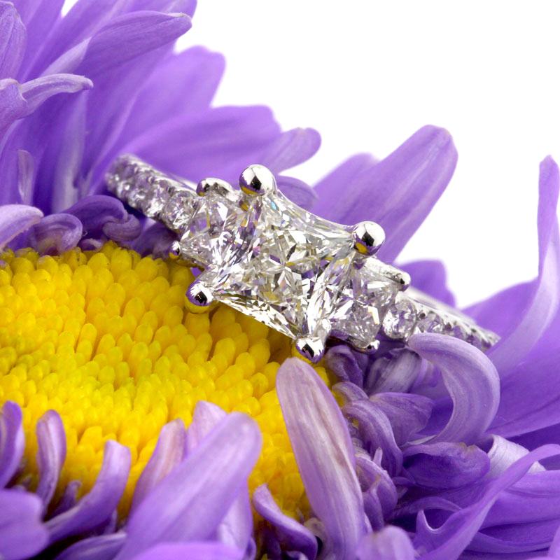 Mark Broumand 2.08 Carat Princess Cut Diamond Engagement Ring For Sale 1