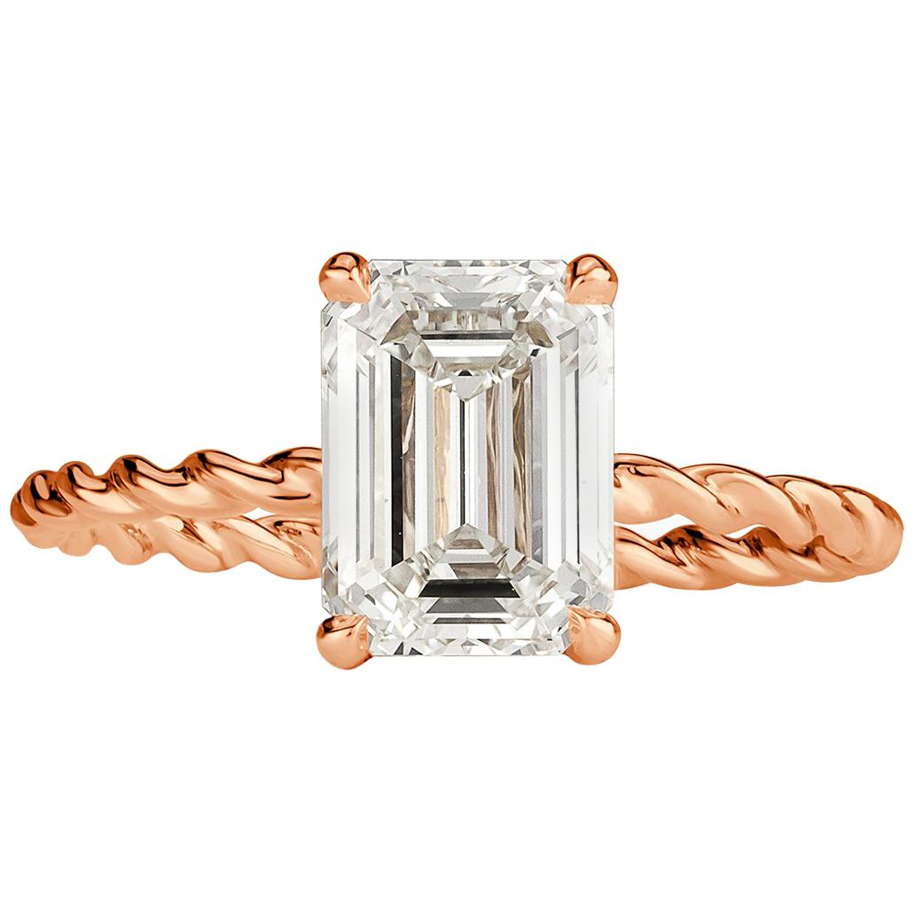 Mark Broumand 2.09 Carat Emerald Cut Diamond Engagement Ring
