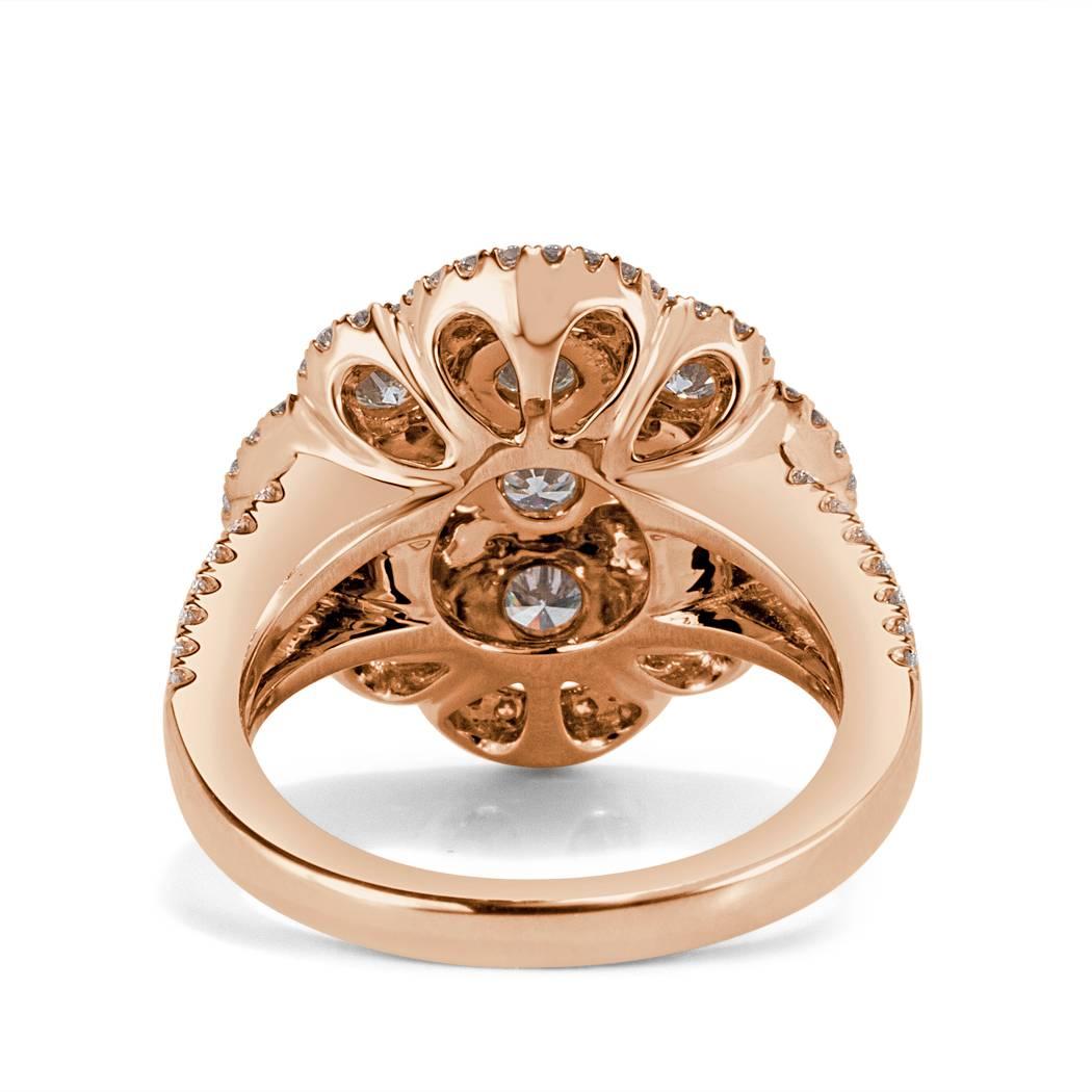 Mark Broumand 2.10 Carat Round Brilliant Cut Diamond Ring in 18 Karat Rose Gold In New Condition In Los Angeles, CA
