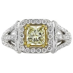 Mark Broumand Anello di fidanzamento con diamante taglio principessa giallo chiaro da 2,12 carati