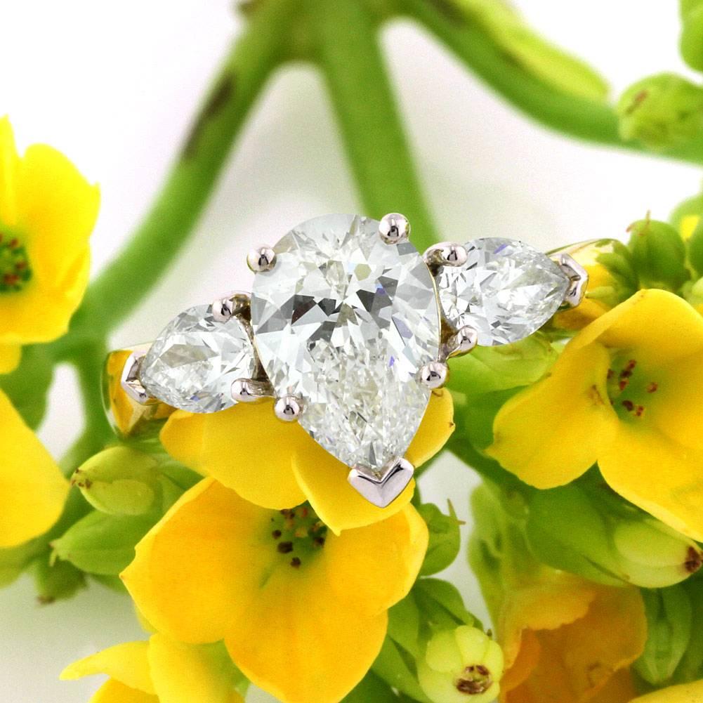 pear shaped diamond ring with side stones