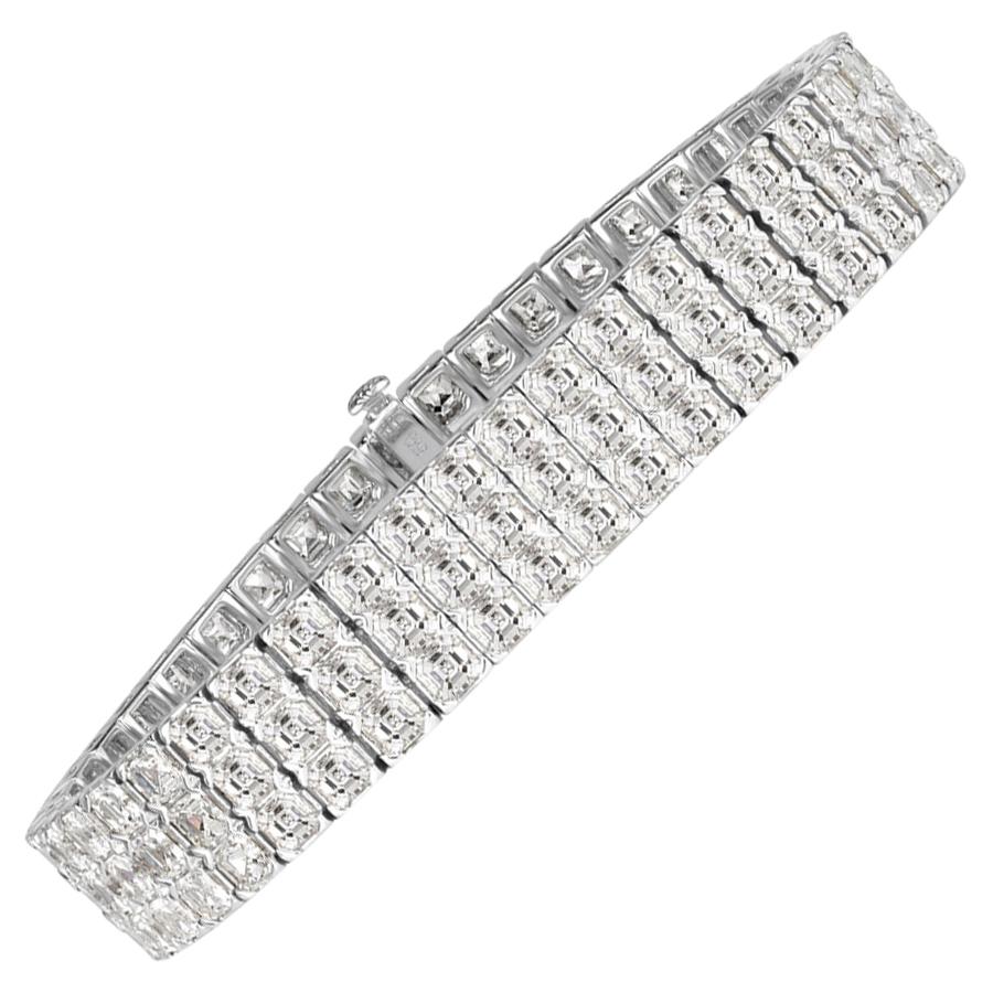 Mark Broumand 21.72 Carat Asscher Cut Diamond Bracelet For Sale