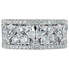 Mark Broumand 2.20ct Pear and Round Brilliant Cut Diamond Ring in 18k White Gold