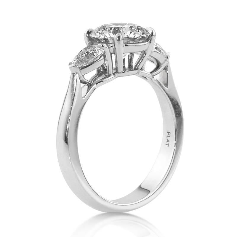 Moderne Mark Broumand, bague de fiançailles en diamants taille brillant rond de 2,27 carats en vente