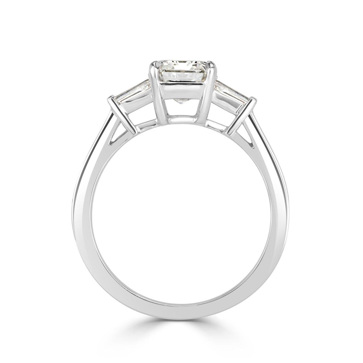 Women's or Men's Mark Broumand 2.31 Carat Emerald Cut Diamond Engagement Ring