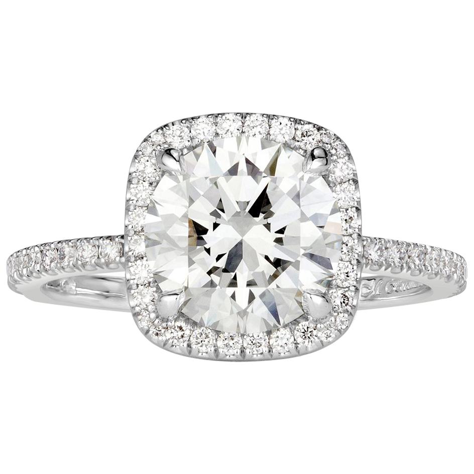 Mark Broumand 2.31 Carat Round Brilliant Cut Diamond Engagement Ring For Sale