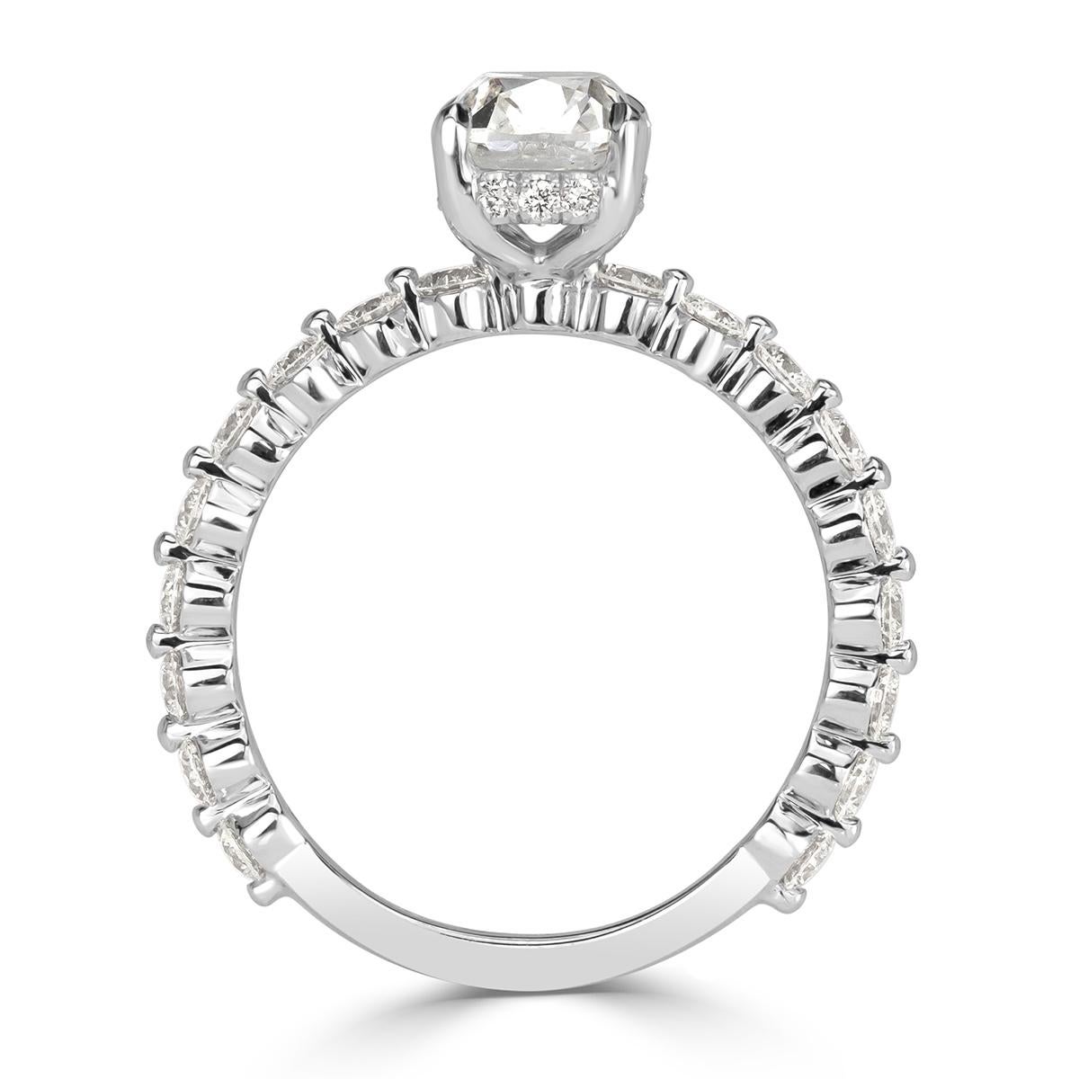 Women's or Men's Mark Broumand 2.33 Carat Old Mine Cut Diamond Engagement Ring For Sale