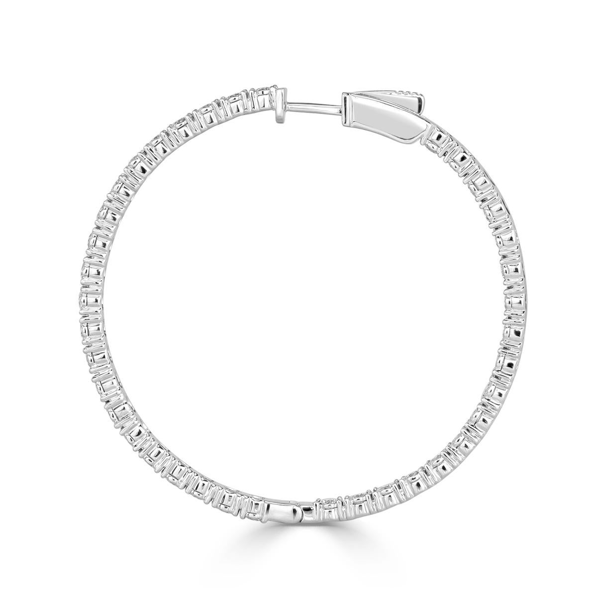 Mark Broumand 2.37 Carat Round Brilliant Cut Diamond Hoop Earrings In New Condition For Sale In Los Angeles, CA